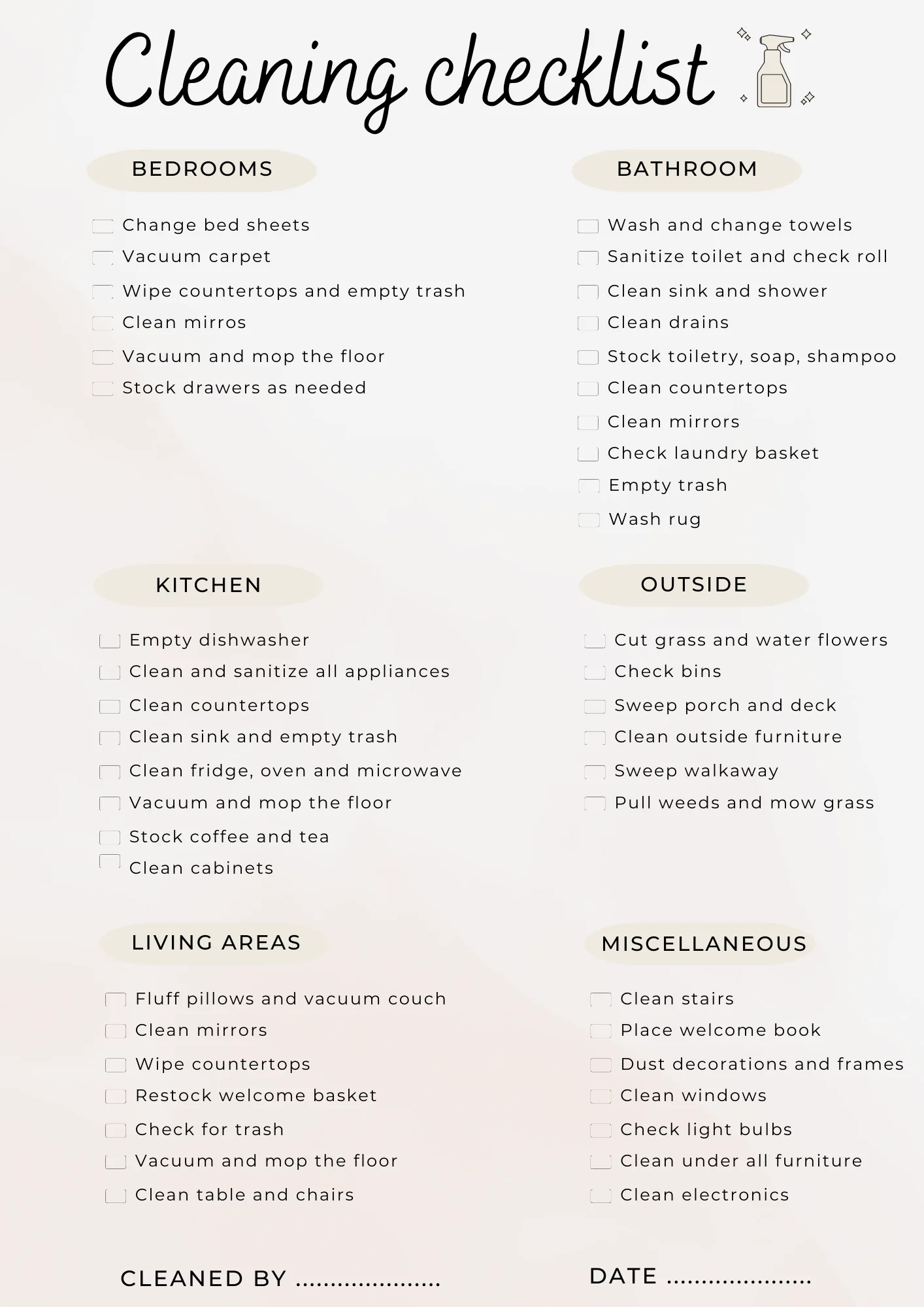 The Cleaning Checklist – preview 4
