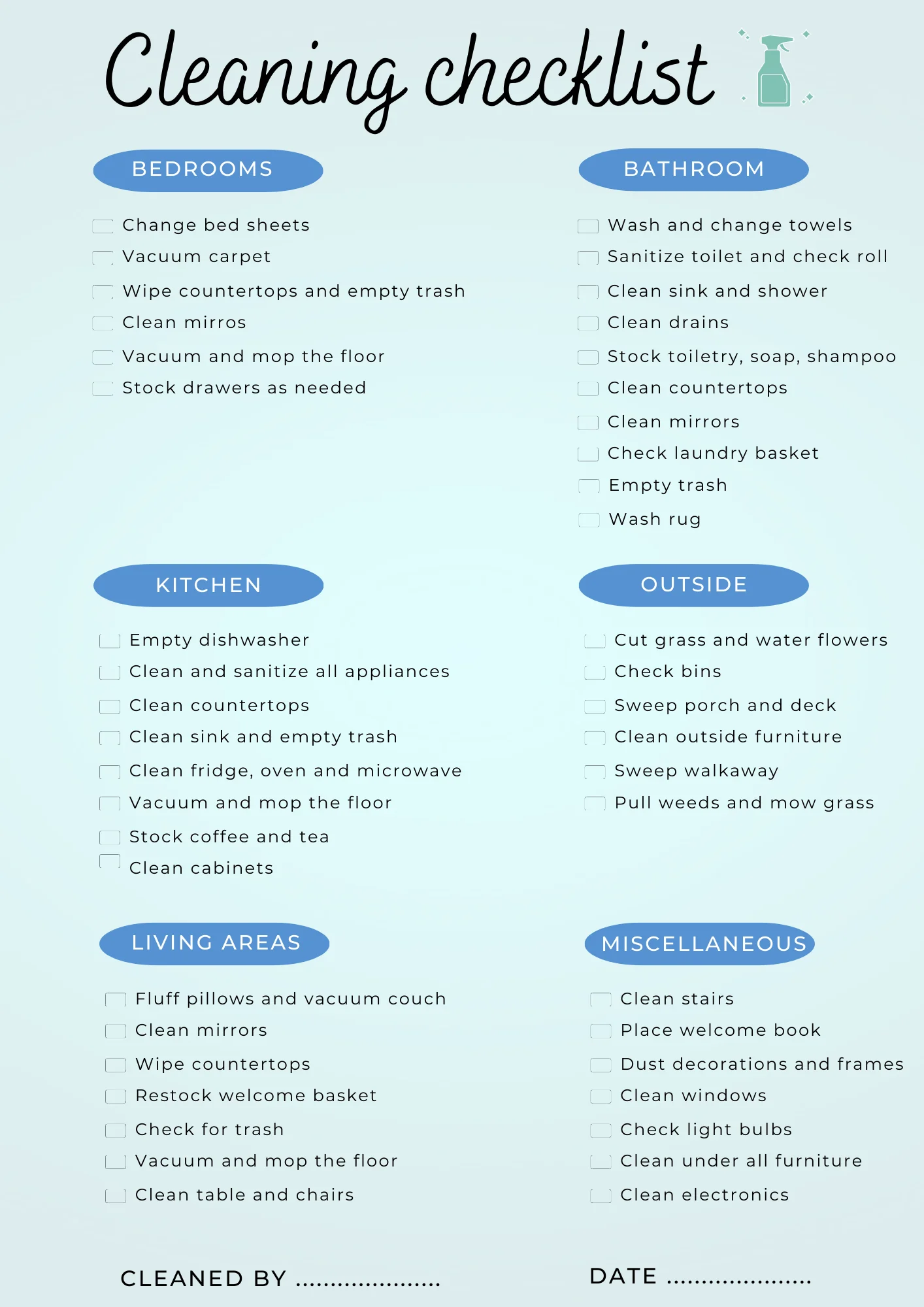 The Cleaning Checklist – preview 5